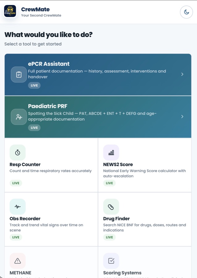 CrewMate clinical app